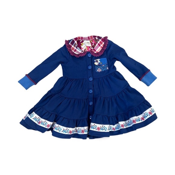 Wildflowers Other - WildFlowers Kids Blue Tiered Swing Coat Floral Collar Button Front Size 2